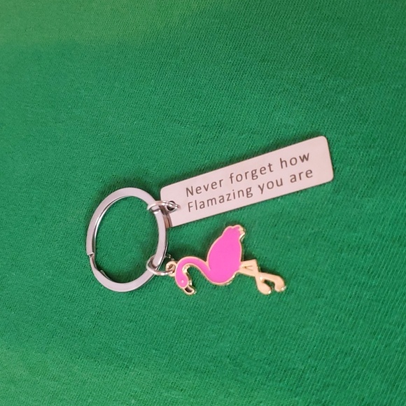 "Never Forget How Flamazing You Are" Flamingo Keychain - Picture 2 of 3